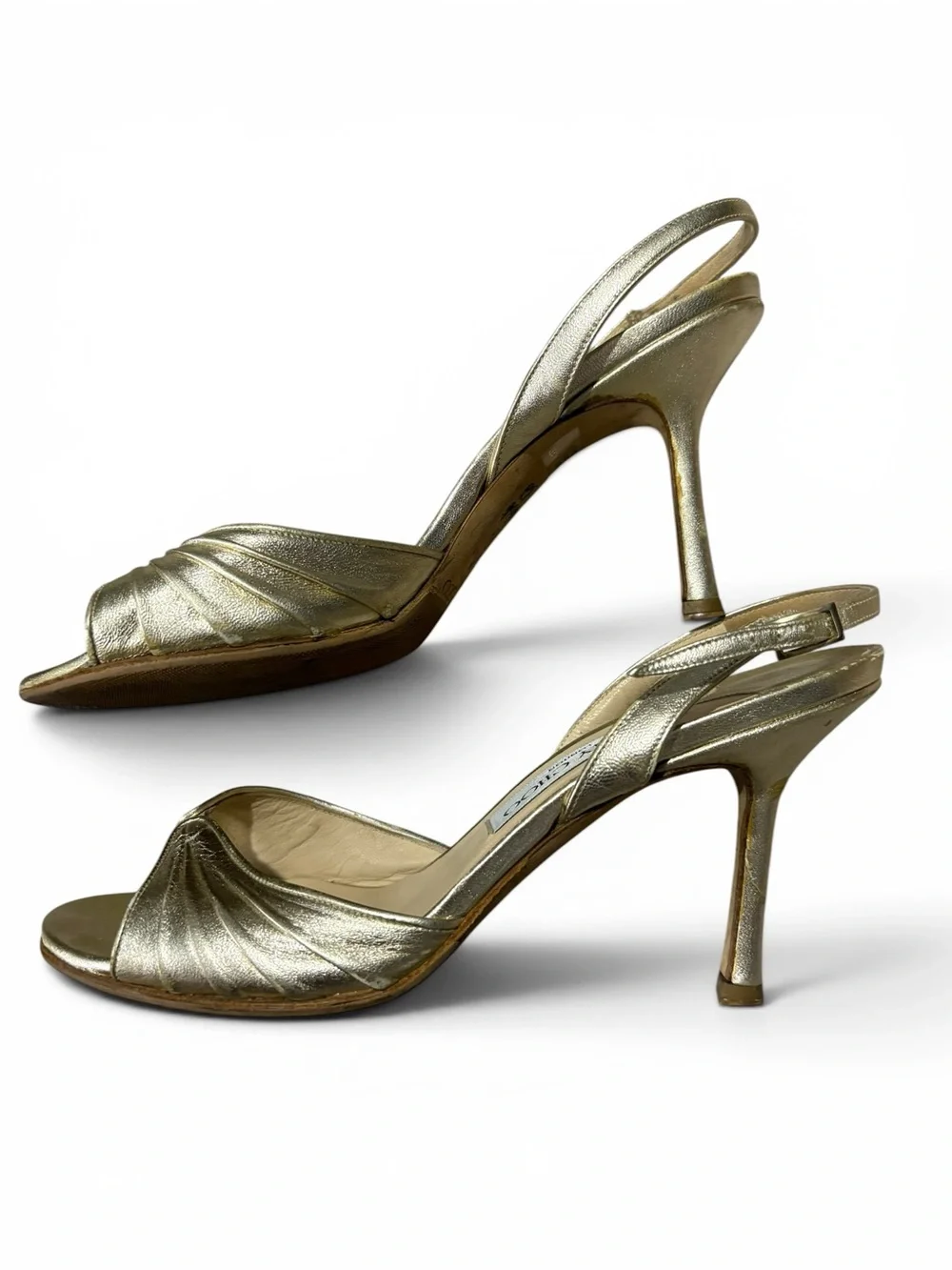 Jimmy Choo Gold Metallic Ankle Strap Heels Size Women’s 38 / 8